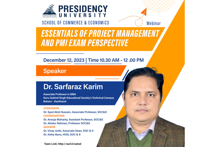 Webinar on Essentials of Project Management and PMI Exam Perspective