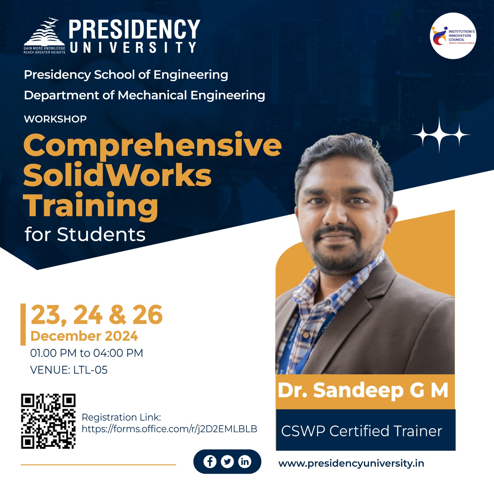 3-day CSWP Workshop_ Comprehensive SolidWorks Training for Students