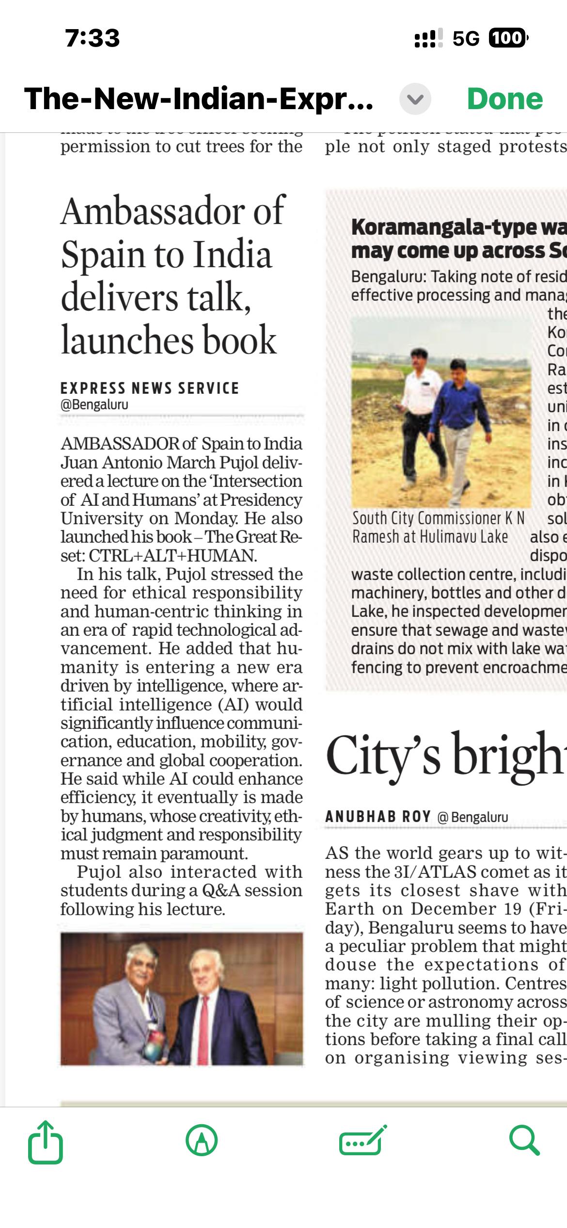 Ambassador of Spain Visits Presidency University