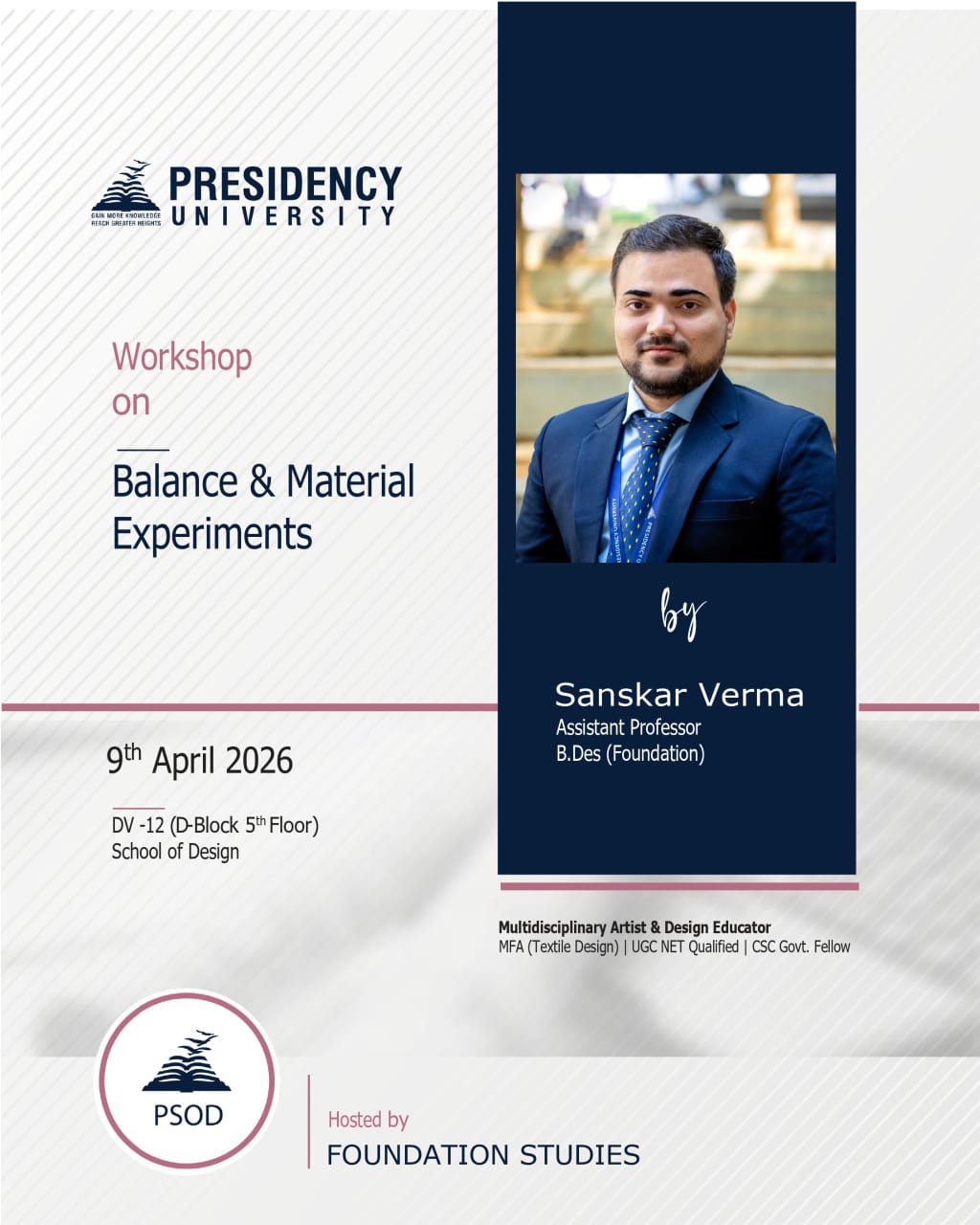 SOD Conducts Foundation Workshop on Balance & Material Experiments