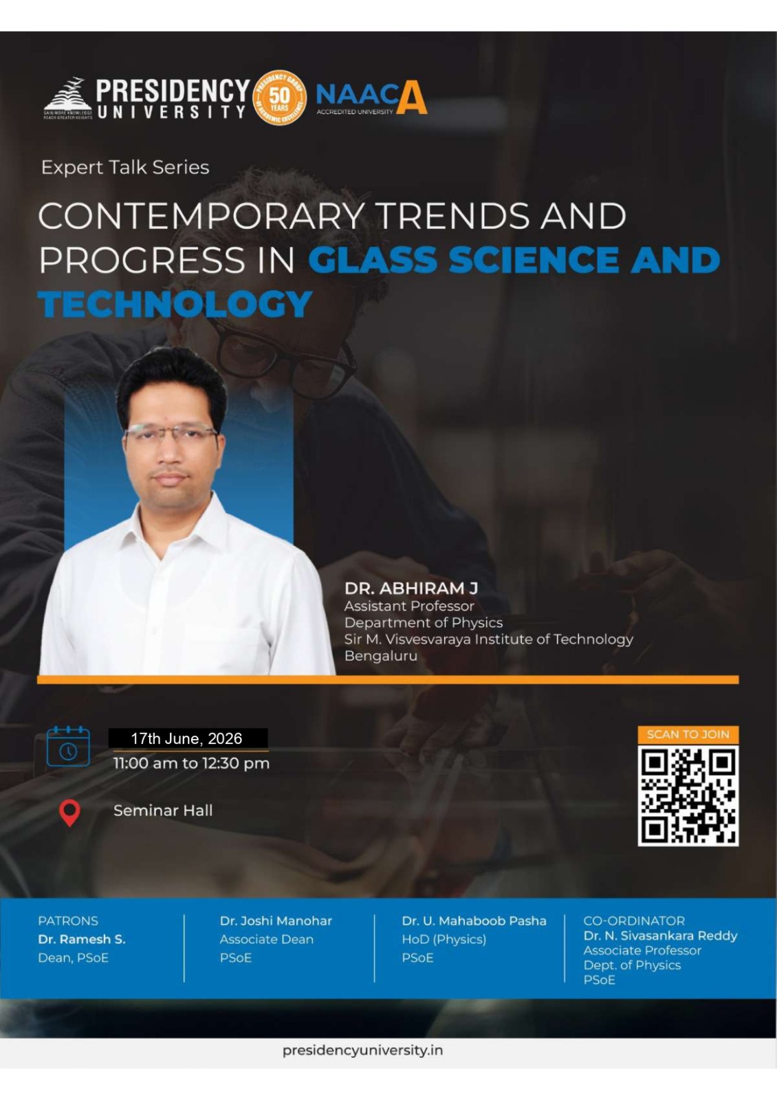 Dept of Physics Hosts Expert Talk on Glass Science and Technology