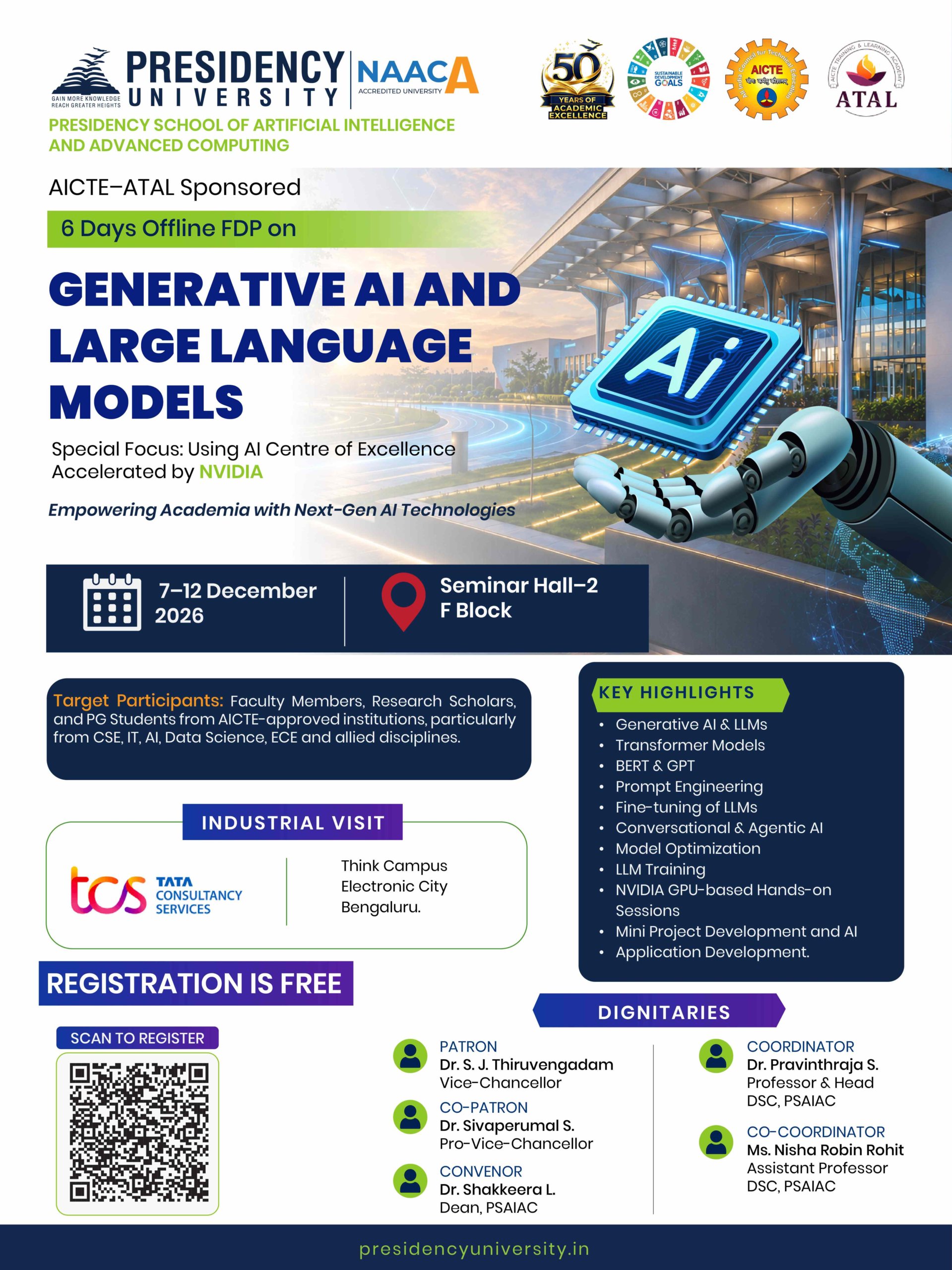 PSAIAC to Host AICTE–ATAL-Sponsored FDP on Generative AI and Large Language Models