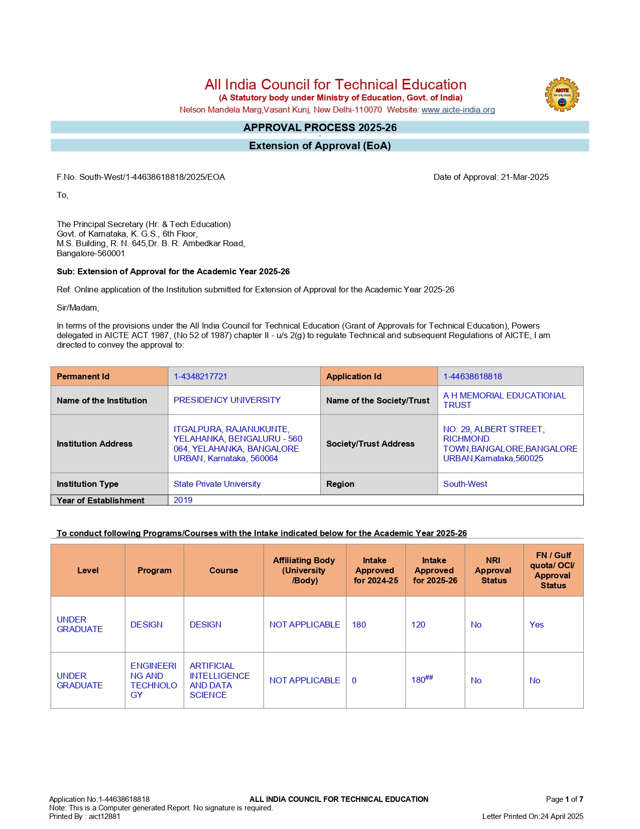 Approval Letter
