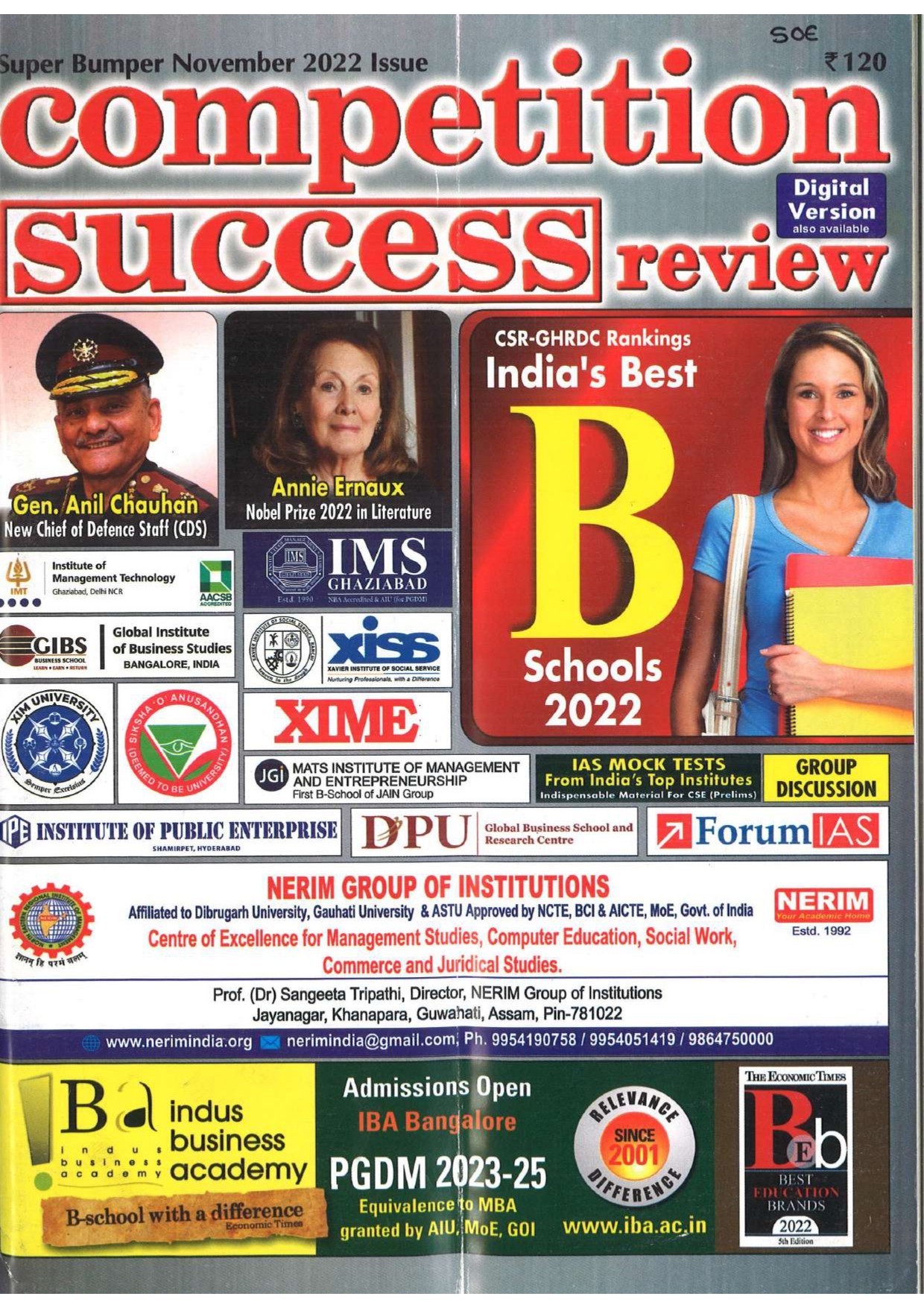 CSR-GHRDC Rankings India's Best B-Schools 2022. Competition Success review. November 2022_page-0001